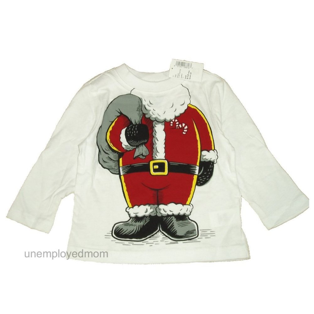 Santa Body LS Christmas Tee Top Shirt NWT